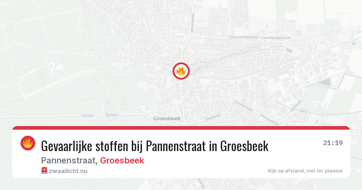 Gevaarlijke stoffen bij Pannenstraat in Groesbeek — 16 jul 2026
