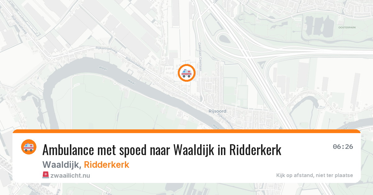 Ambulance met spoed naar Waaldijk in Ridderkerk — 26 mrt 2026
