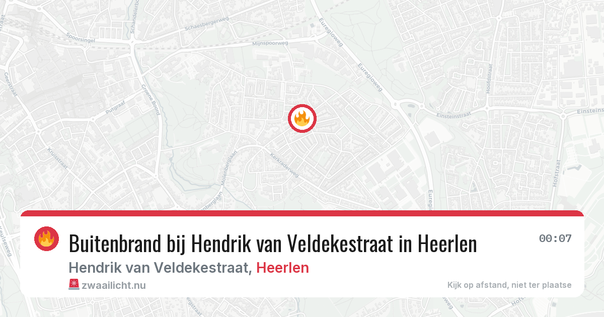 Buitenbrand bij Hendrik van Veldekestraat in Heerlen — 14 jul 2026