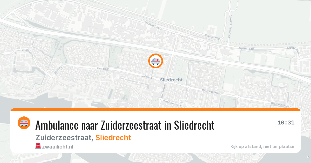 Ambulance naar Zuiderzeestraat in Sliedrecht — 9 mei 2026