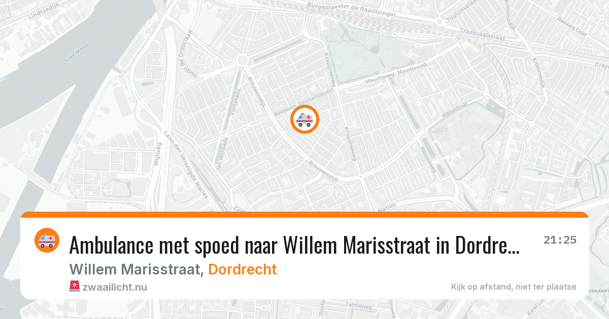 Ambulance met spoed naar Willem Marisstraat in Dordrecht — 19 mrt 2026