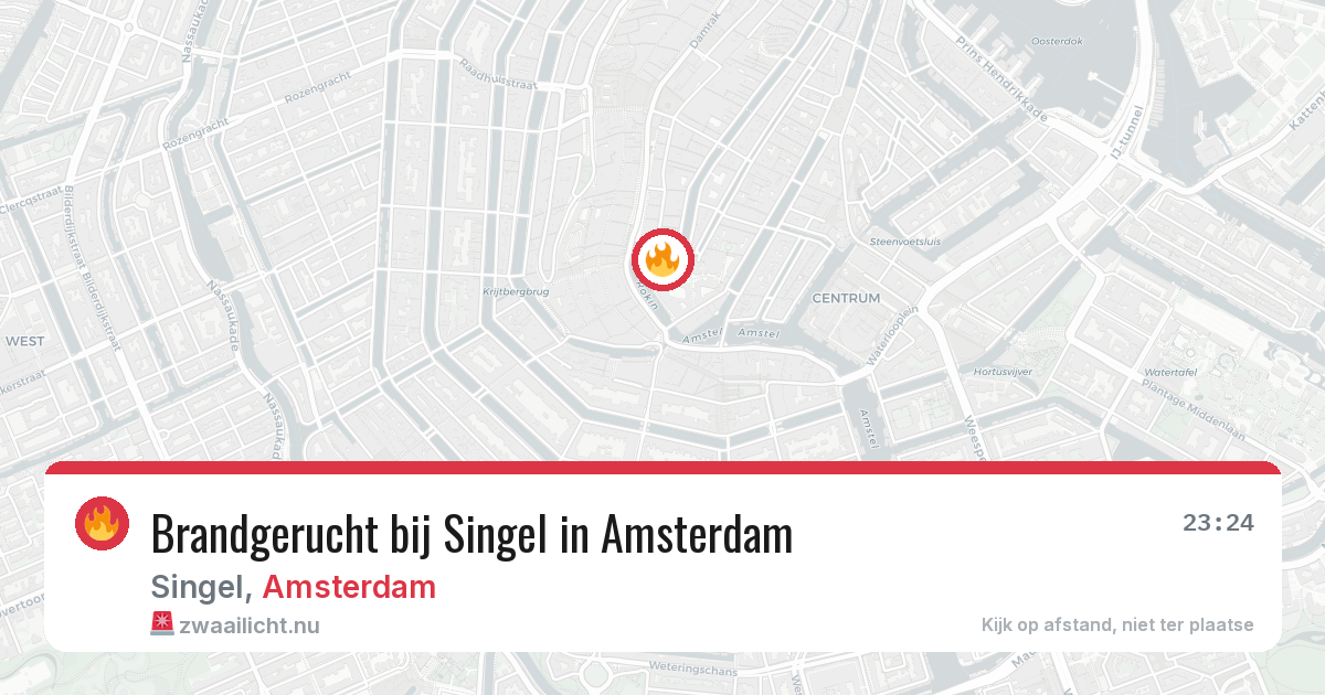 Brandgerucht bij Singel in Amsterdam — 12 jul 2026
