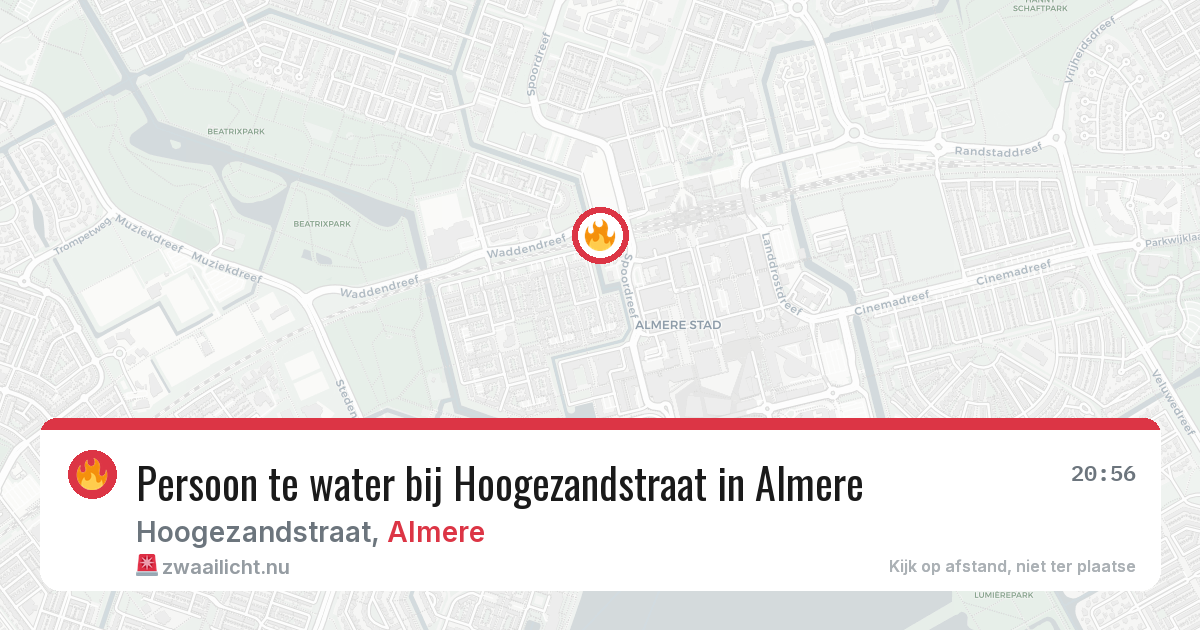 Persoon te water bij Hoogezandstraat in Almere — 11 jul 2026