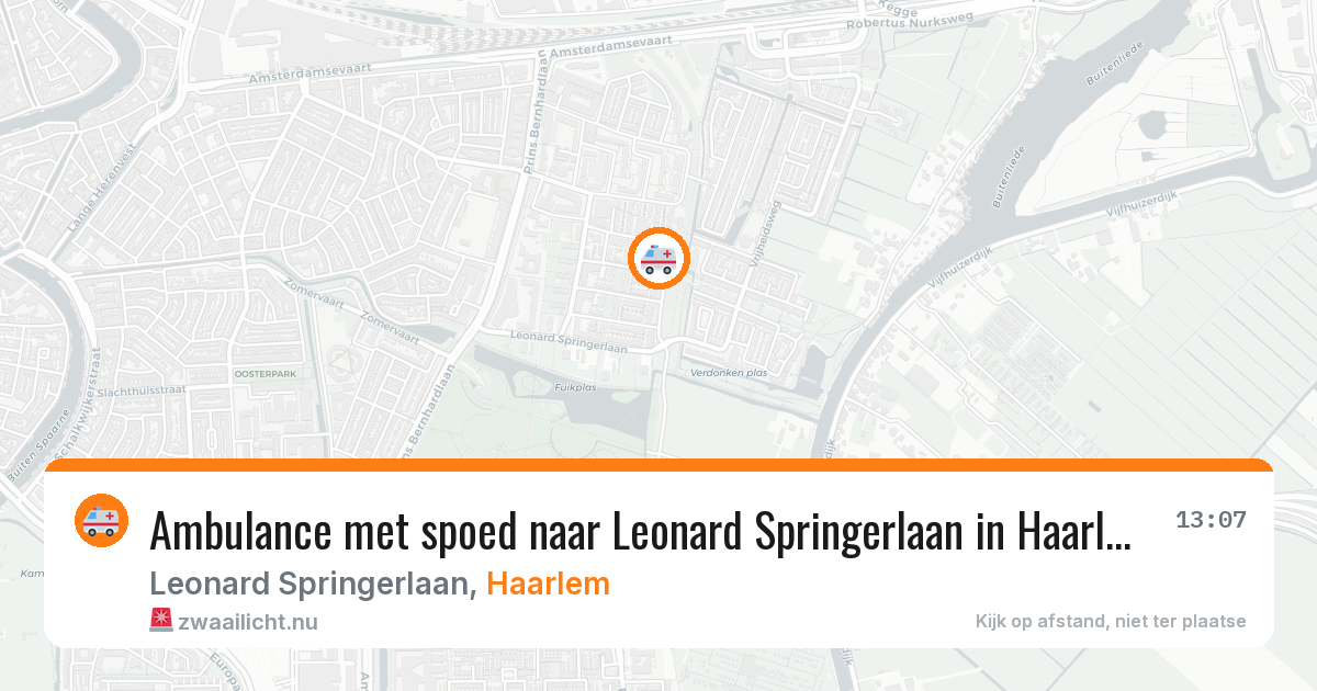 Ambulance met spoed naar Leonard Springerlaan in Haarlem — 17 jul 2026