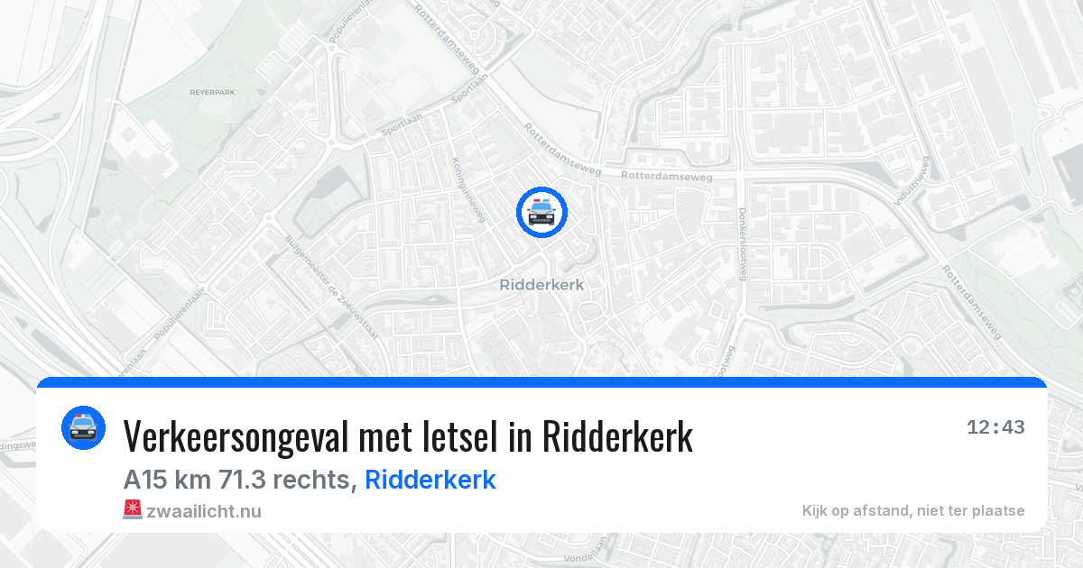 Verkeersongeval met letsel in Ridderkerk — 9 jun 2026