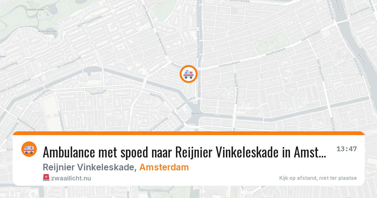 Ambulance met spoed naar Reijnier Vinkeleskade in Amsterdam — 20 mrt 2026