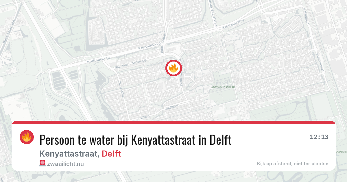 Persoon te water bij Kenyattastraat in Delft — 28 mei 2026