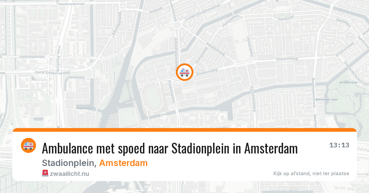 Ambulance met spoed naar Stadionplein in Amsterdam — 15 jul 2026