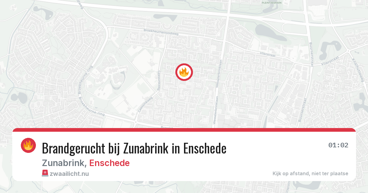 Brandgerucht bij Zunabrink in Enschede — 10 apr 2026