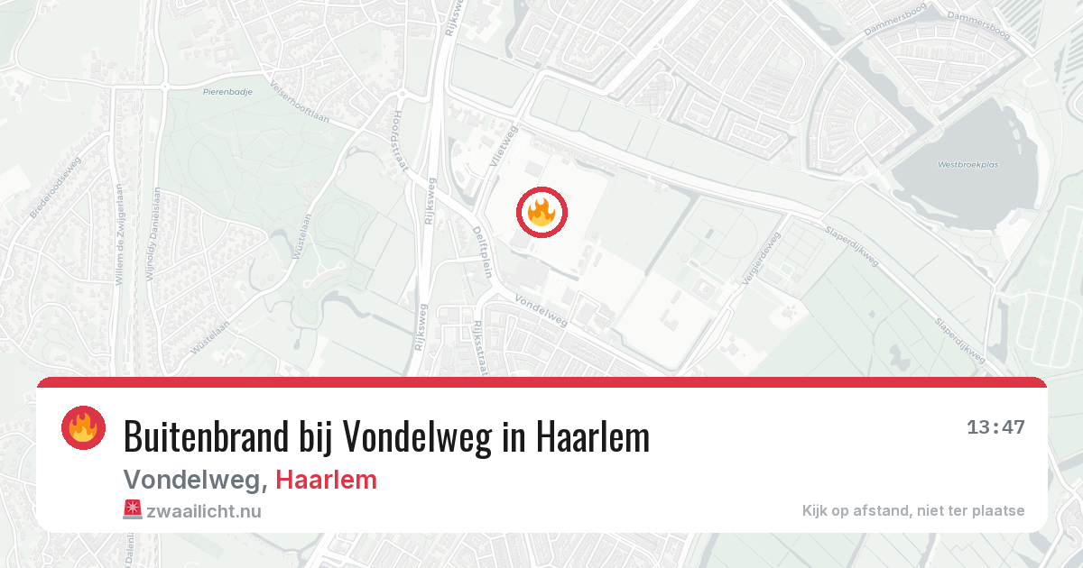Buitenbrand bij Vondelweg in Haarlem — 20 jul 2026