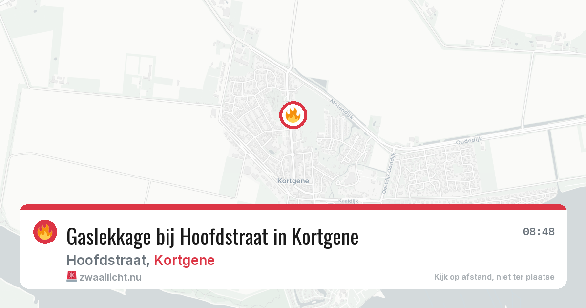 Gaslekkage bij Hoofdstraat in Kortgene — 31 mrt 2026