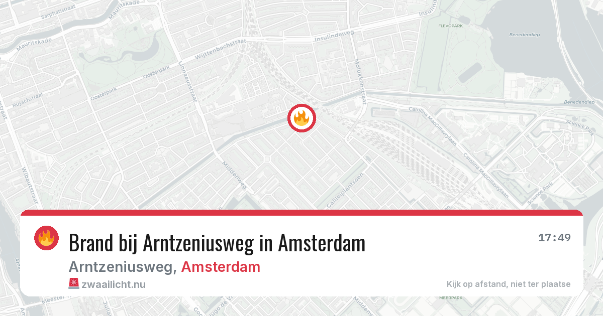 Brand bij Arntzeniusweg in Amsterdam — 17 jul 2026