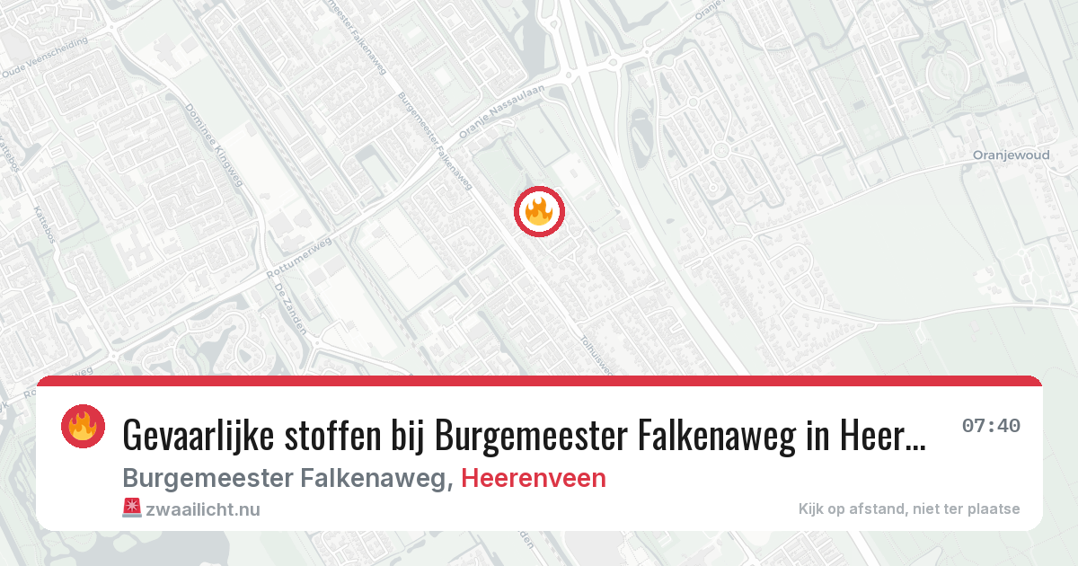 Gevaarlijke stoffen bij Burgemeester Falkenaweg in Heerenveen — 19 mrt 2026