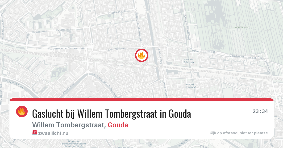 Gaslucht bij Willem Tombergstraat in Gouda — 8 mei 2026