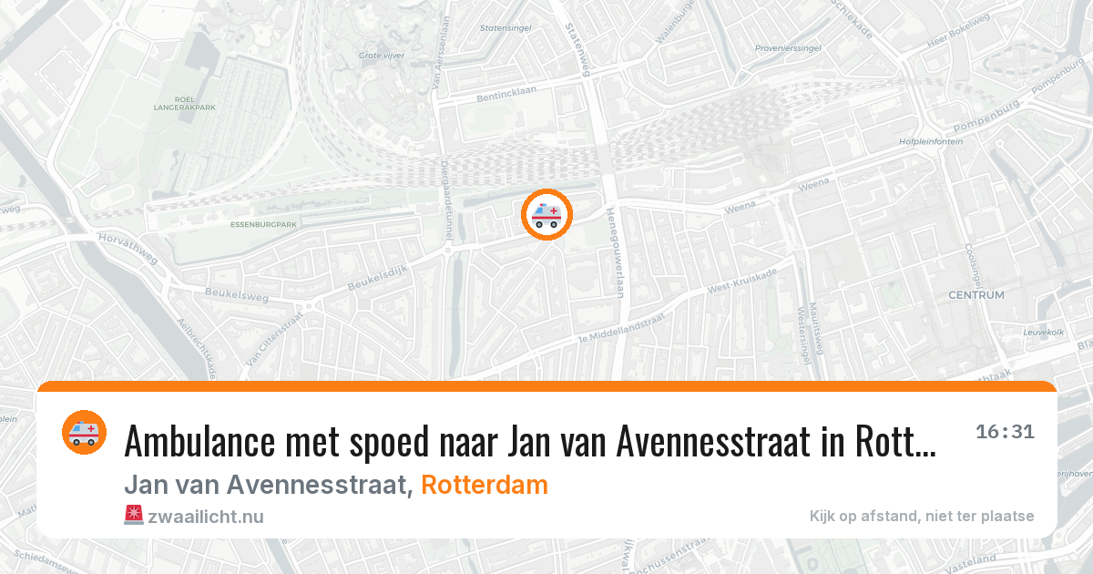 Ambulance met spoed naar Jan van Avennesstraat in Rotterdam — 6 jun 2026