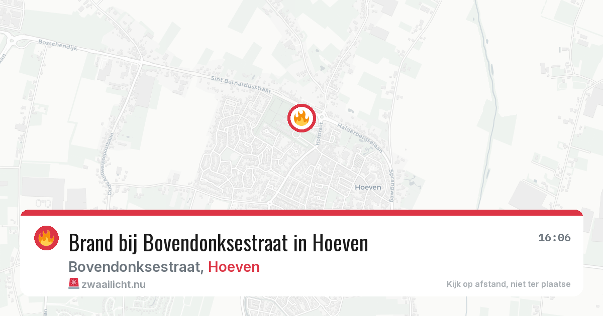 Brand bij Bovendonksestraat in Hoeven — 1 jun 2026