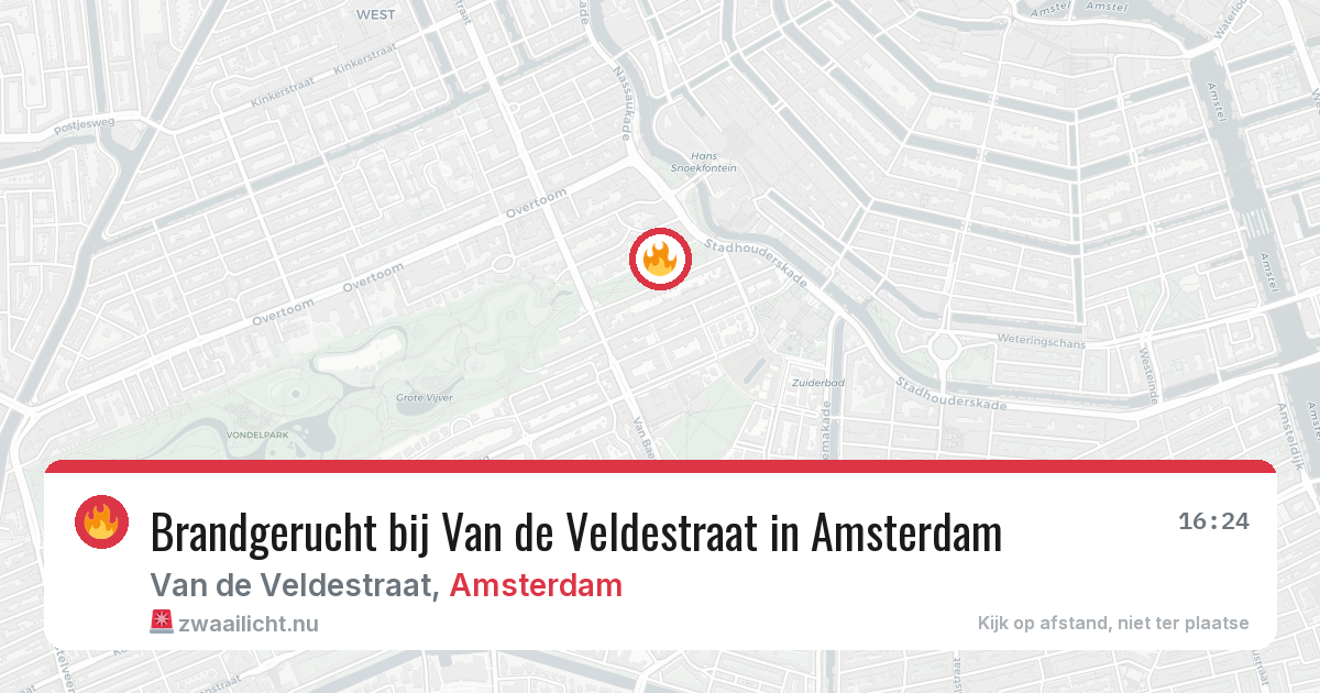 Brandgerucht bij Van de Veldestraat in Amsterdam — 20 mrt 2026