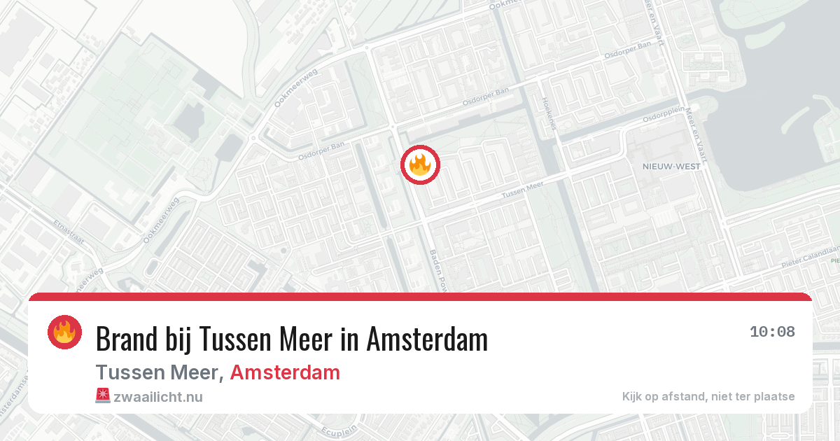 Brand bij Tussen Meer in Amsterdam — 11 mei 2026