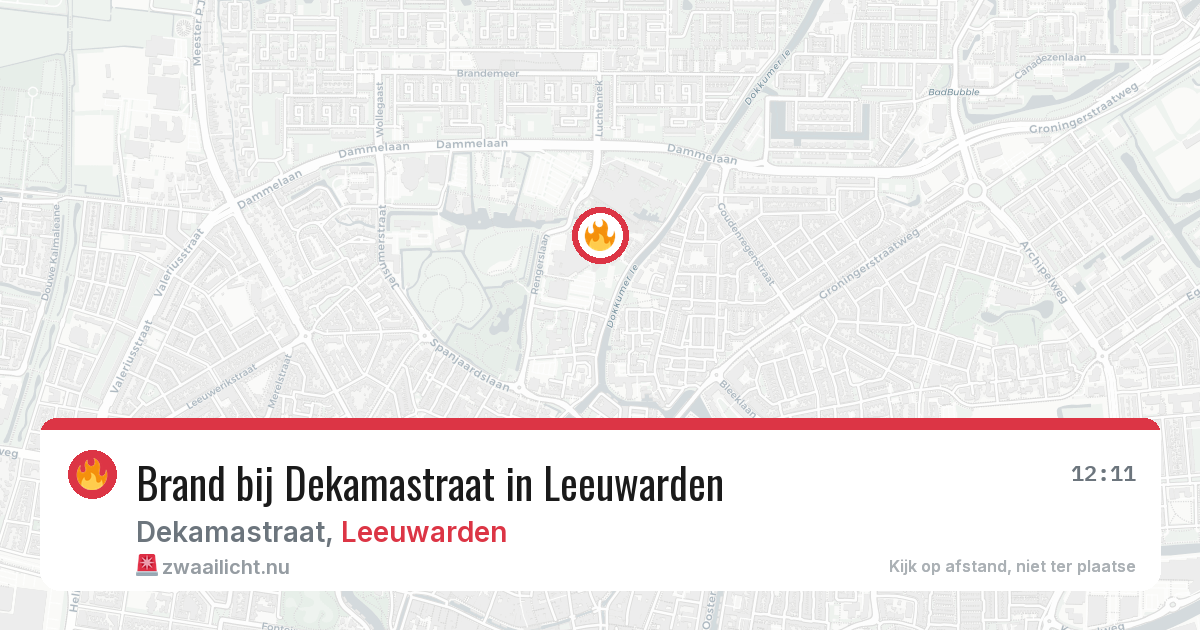 Brand bij Dekamastraat in Leeuwarden — 15 jul 2026