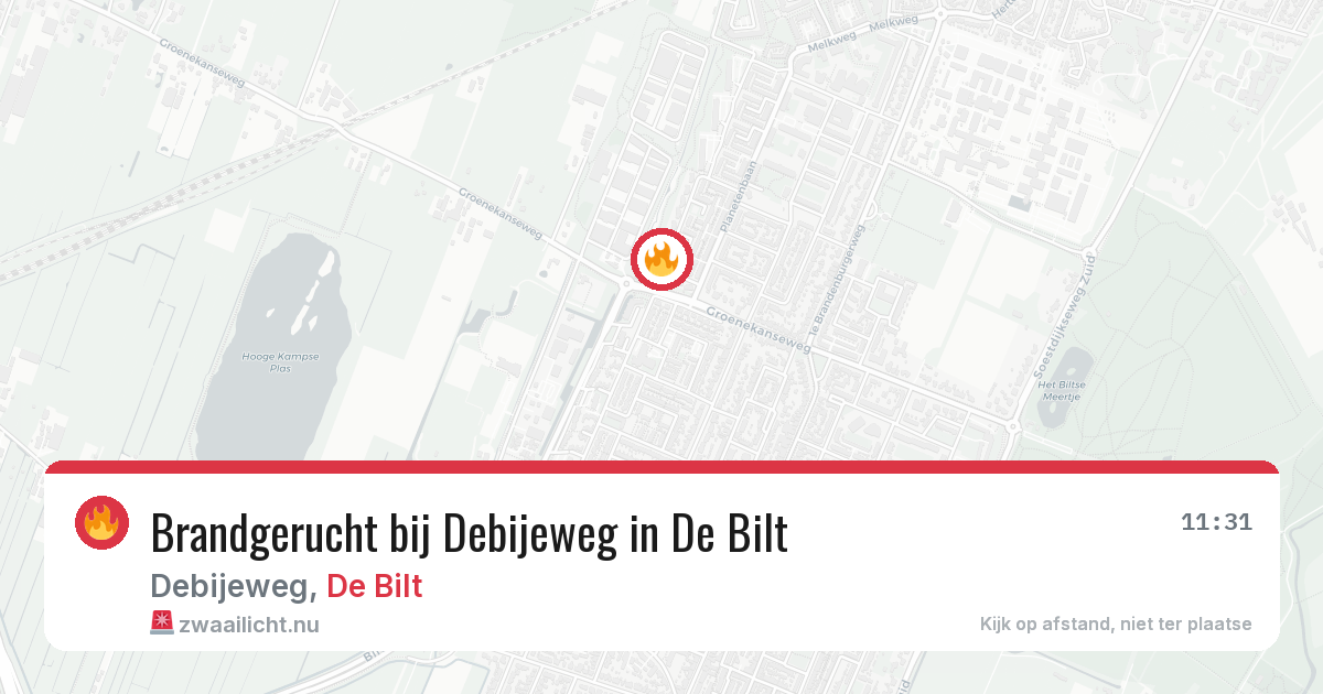 Brandgerucht bij Debijeweg in De Bilt — 11 mei 2026