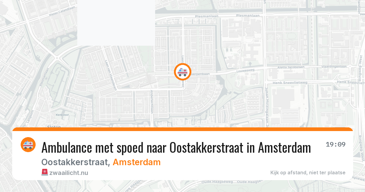 Ambulance met spoed naar Oostakkerstraat in Amsterdam — 10 jul 2026