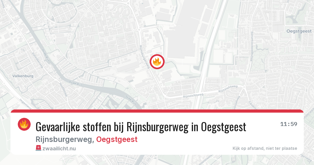 Gevaarlijke stoffen bij Rijnsburgerweg in Oegstgeest — 23 jul 2026