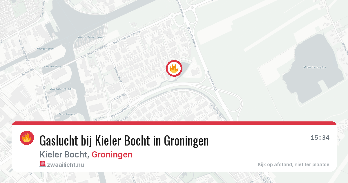 Gaslucht bij Kieler Bocht in Groningen — 18 mei 2026