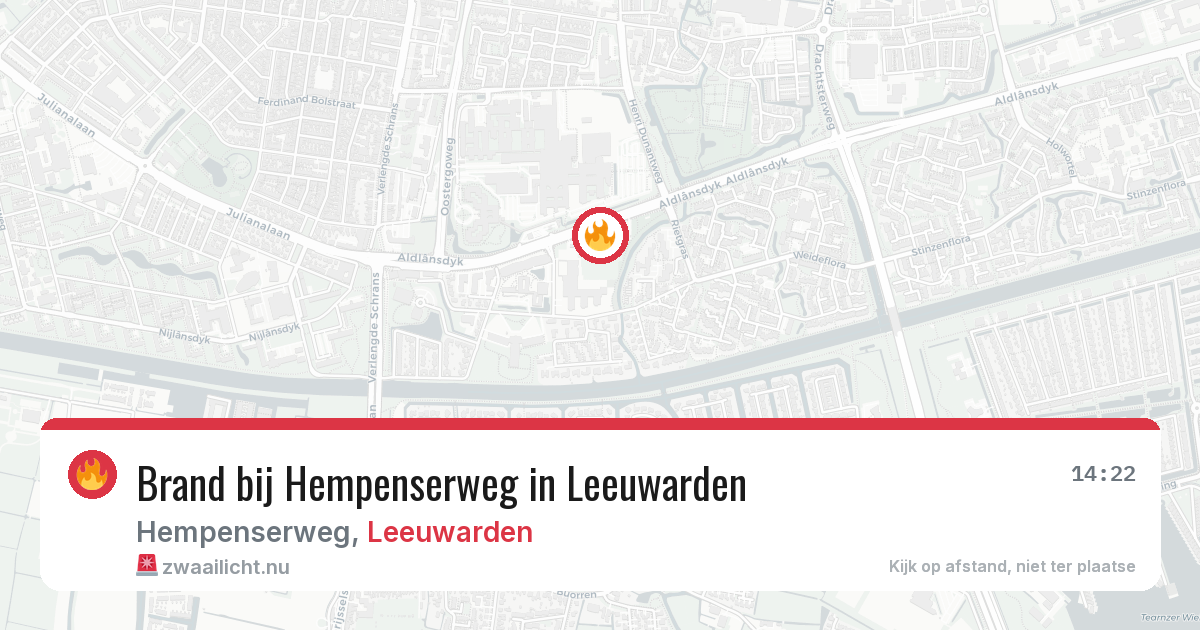 Brand bij Hempenserweg in Leeuwarden — 12 jul 2026