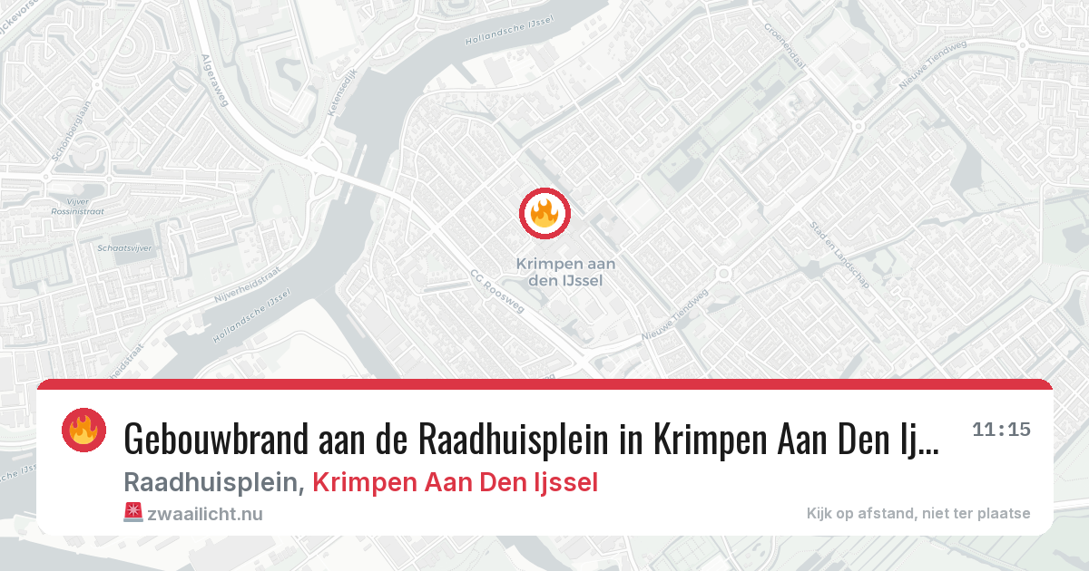 Gebouwbrand aan de Raadhuisplein in Krimpen Aan Den Ijssel — 15 jul 2026