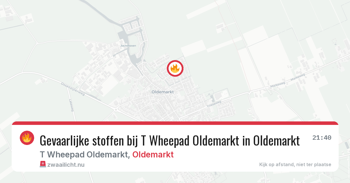 Gevaarlijke stoffen bij T Wheepad Oldemarkt in Oldemarkt — 12 jul 2026