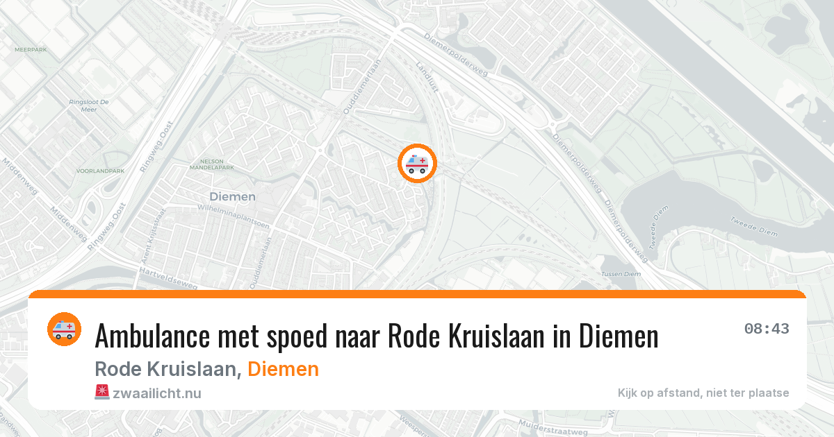 Ambulance met spoed naar Rode Kruislaan in Diemen — 20 mrt 2026