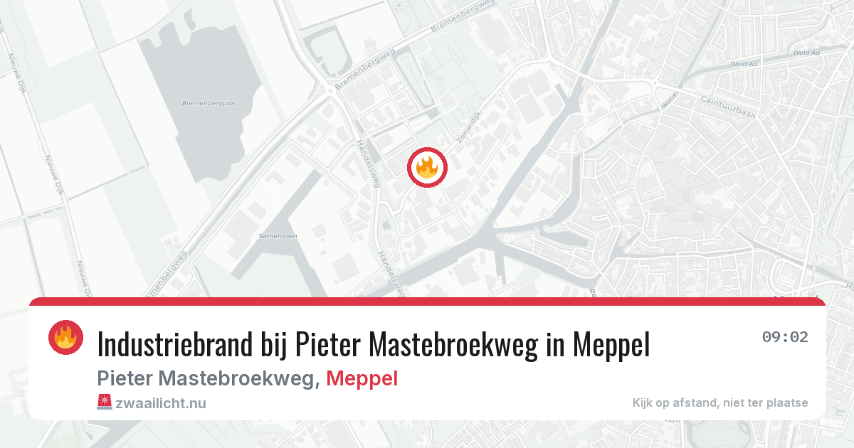 Industriebrand bij Pieter Mastebroekweg in Meppel — 9 mrt 2026