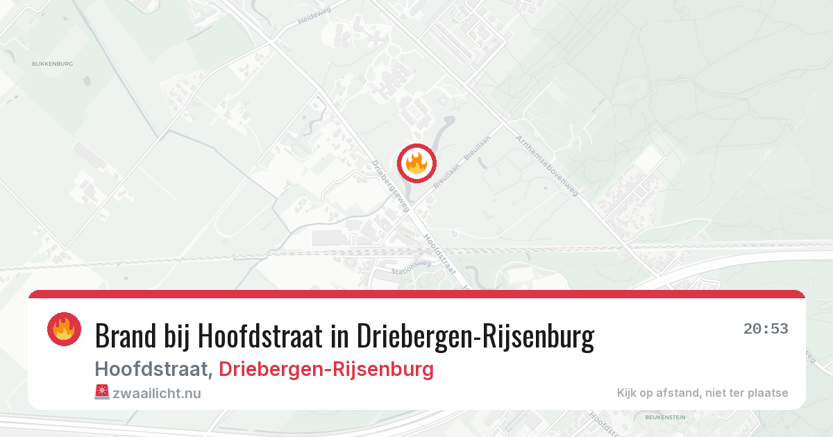 Brand bij Hoofdstraat in Driebergen-Rijsenburg — 8 jul 2026