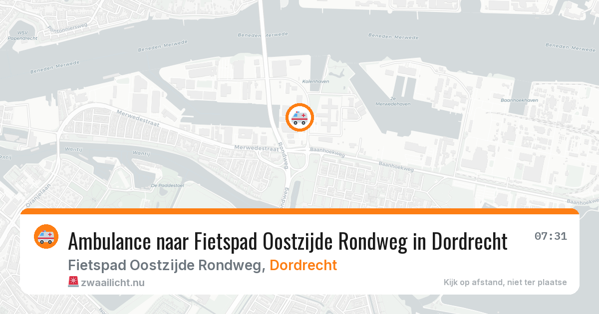 Ambulance naar Fietspad Oostzijde Rondweg in Dordrecht — 9 jun 2026