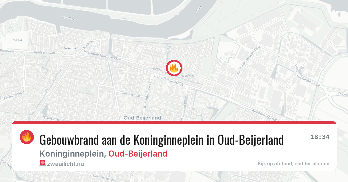 Gebouwbrand aan de Koninginneplein in Oud-Beijerland — 23 mei 2026