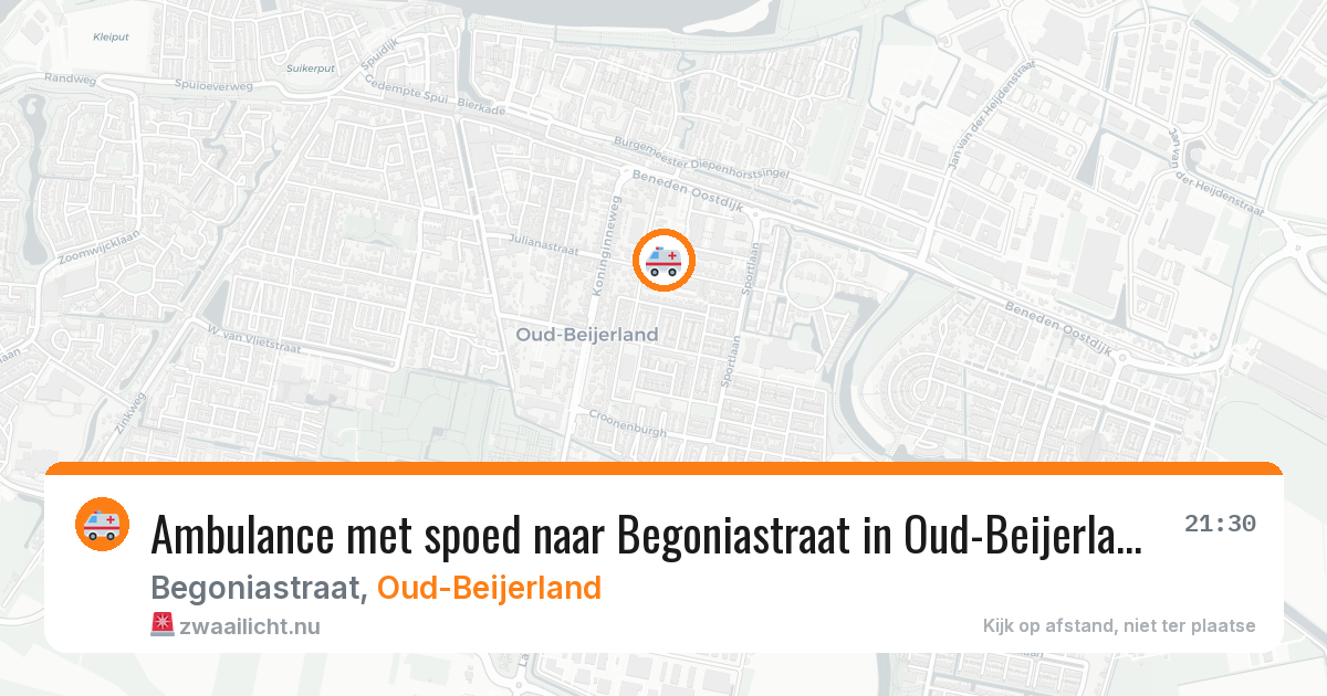 Ambulance met spoed naar Begoniastraat in Oud-Beijerland — 26 jul 2026