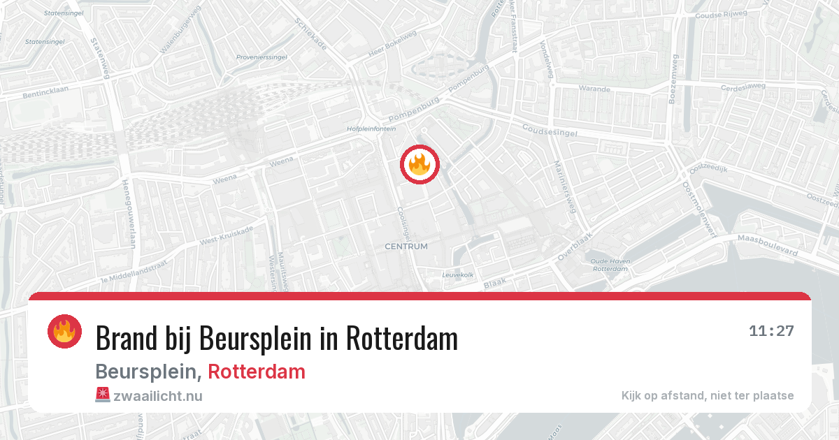 Brand bij Beursplein in Rotterdam — 22 jul 2026