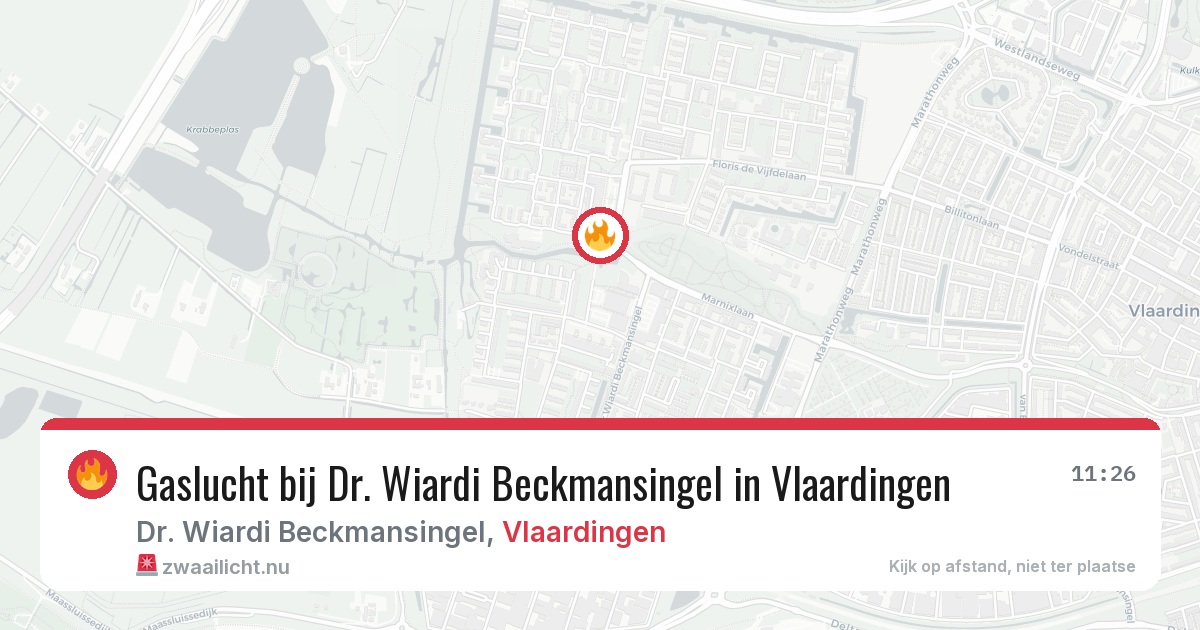 Gaslucht bij Dr. Wiardi Beckmansingel in Vlaardingen — 20 mei 2026