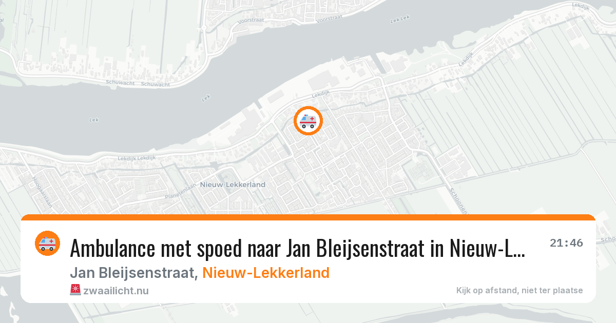 Ambulance met spoed naar Jan Bleijsenstraat in Nieuw-Lekkerland — 10 apr 2026
