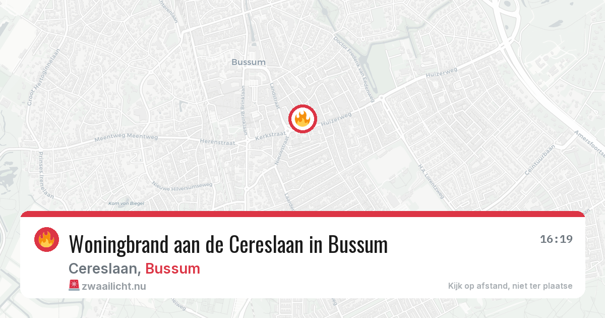 Woningbrand aan de Cereslaan in Bussum — 13 jul 2026