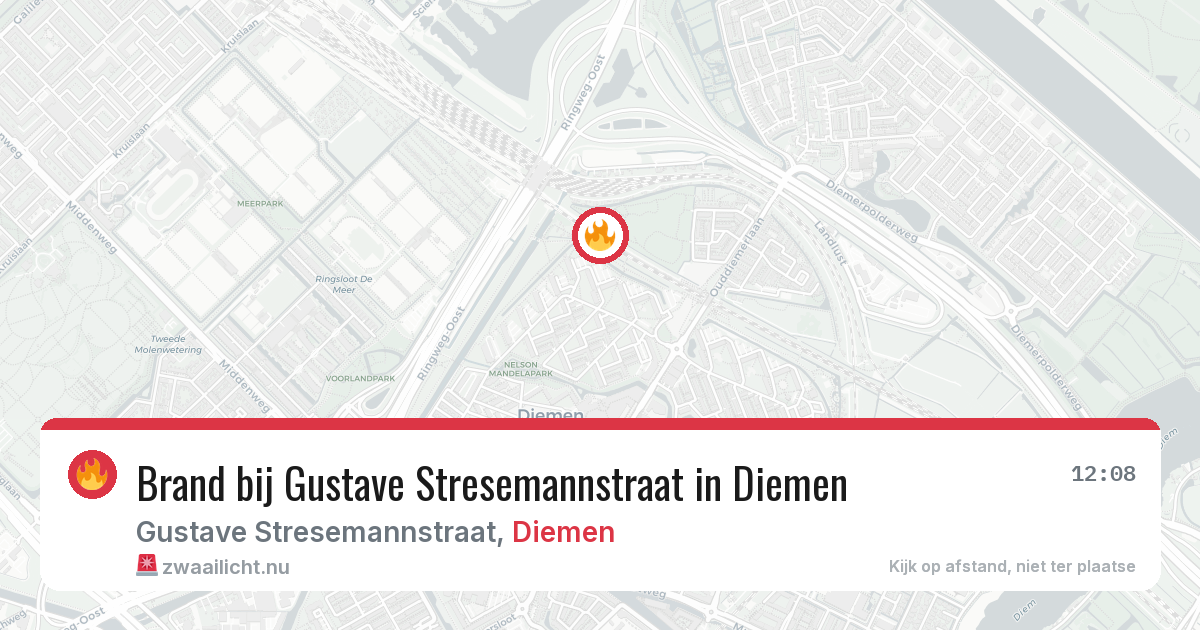 Brand bij Gustave Stresemannstraat in Diemen — 16 jul 2026