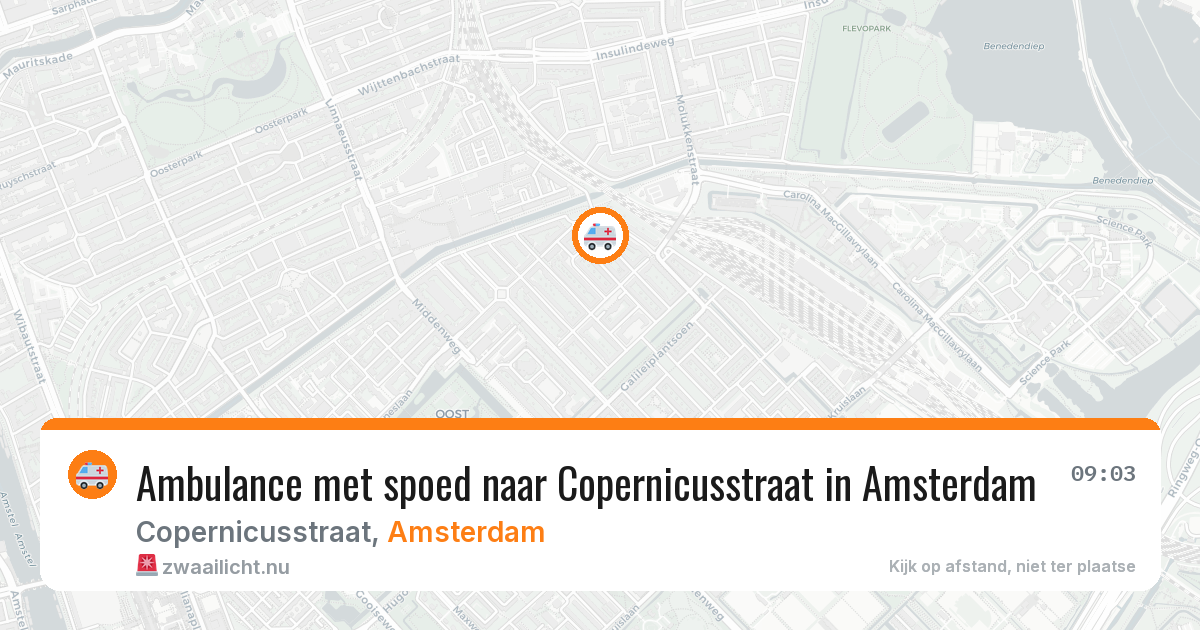 Ambulance met spoed naar Copernicusstraat in Amsterdam — 17 jul 2026