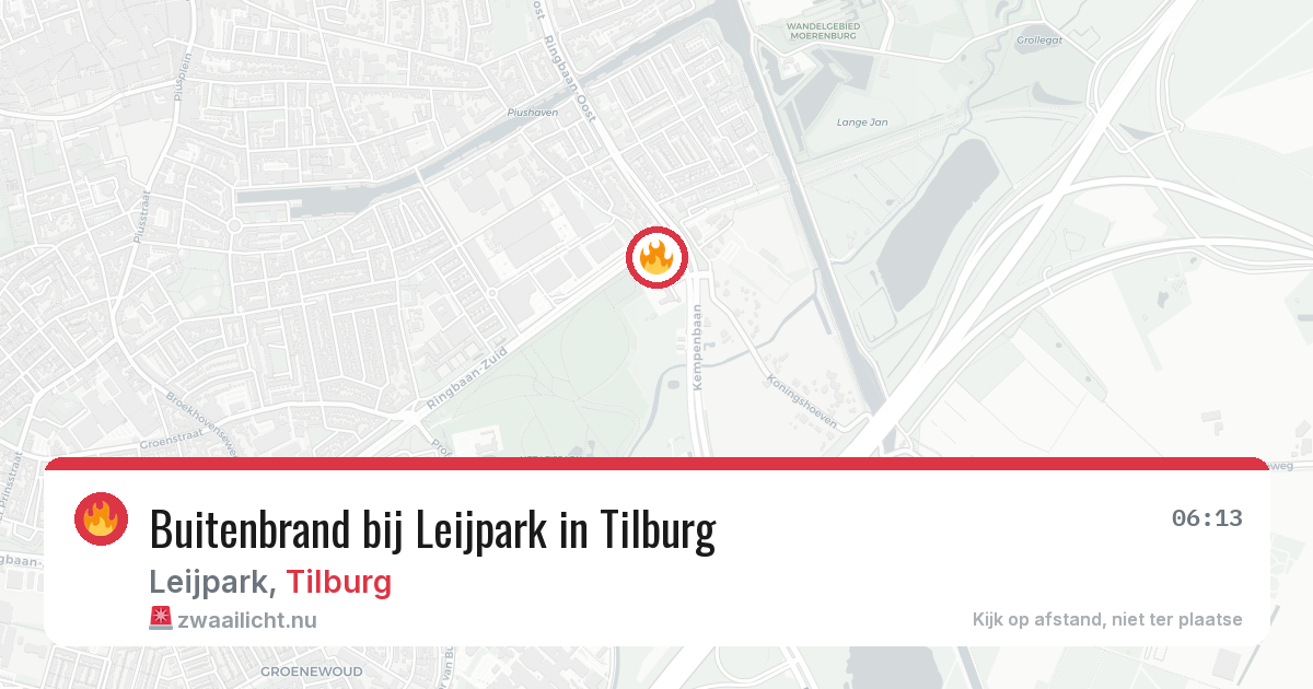 Buitenbrand bij Leijpark in Tilburg — 18 jul 2026