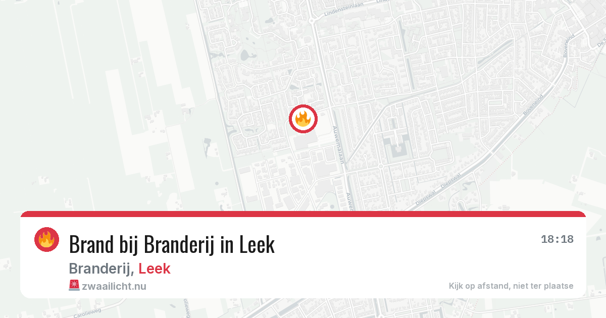 Brand bij Branderij in Leek — 13 jul 2026