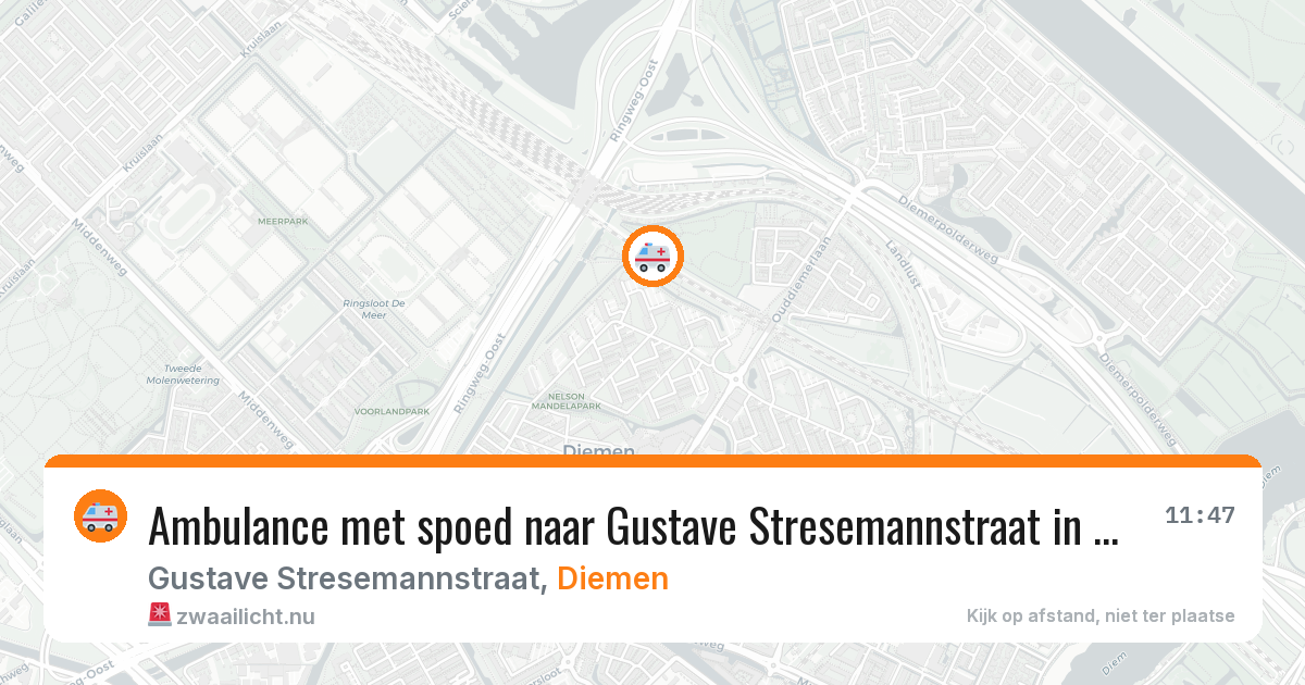 Ambulance met spoed naar Gustave Stresemannstraat in Diemen — 16 jul 2026