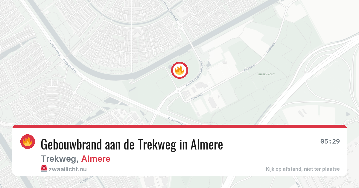 Gebouwbrand aan de Trekweg in Almere — 7 jun 2026
