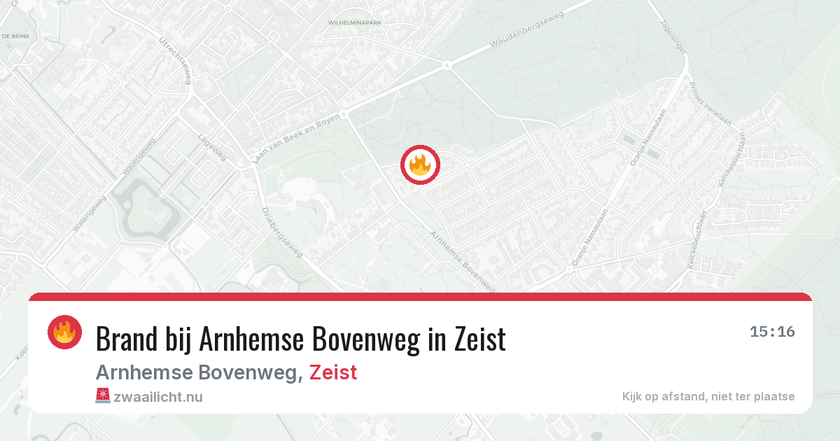 Brand bij Arnhemse Bovenweg in Zeist — 20 mei 2026
