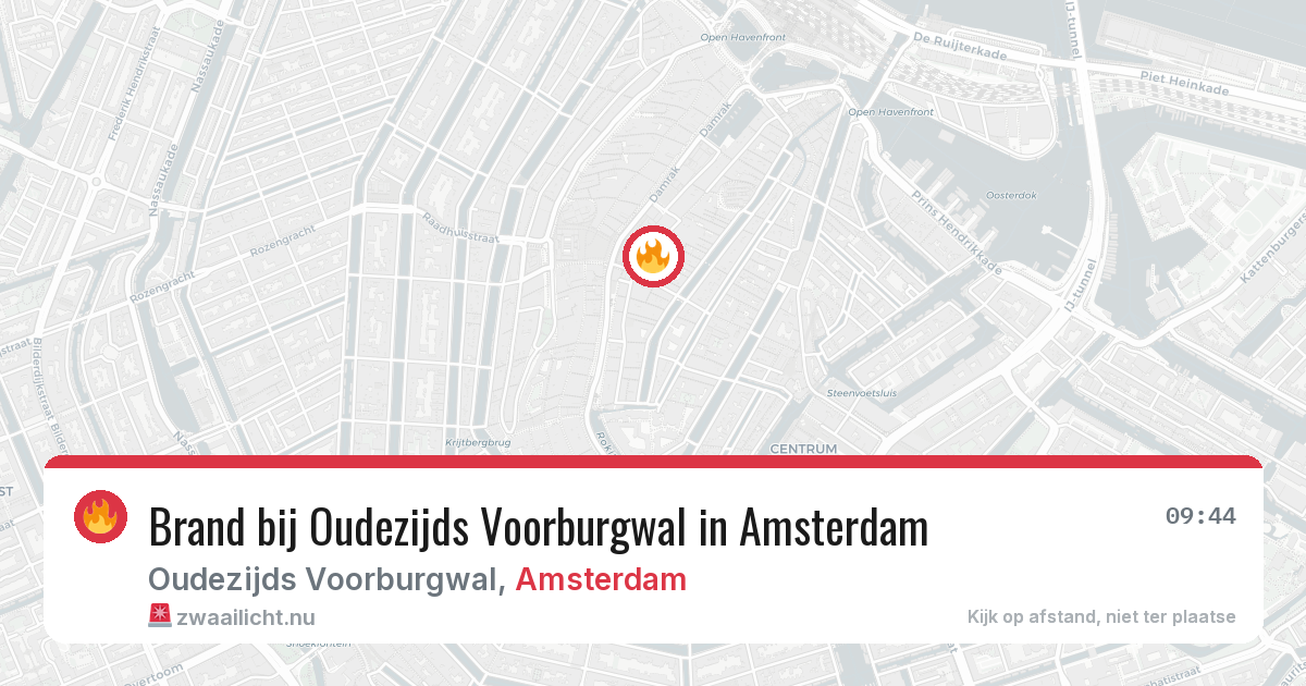 Brand bij Oudezijds Voorburgwal in Amsterdam — 11 jul 2026