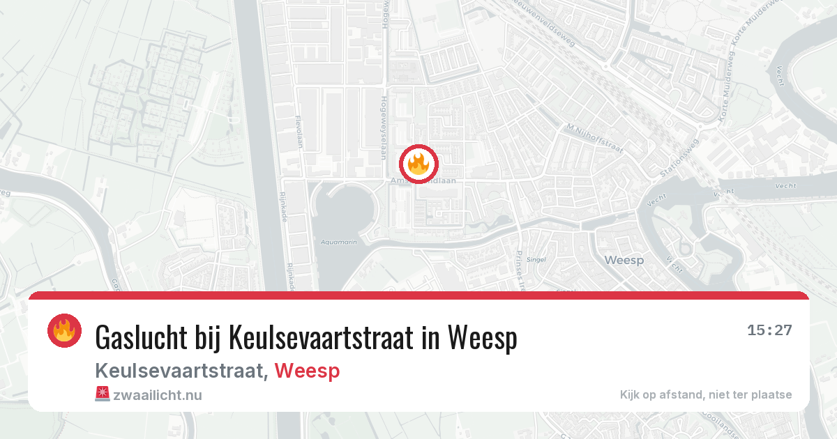 Gaslucht bij Keulsevaartstraat in Weesp — 21 mrt 2026