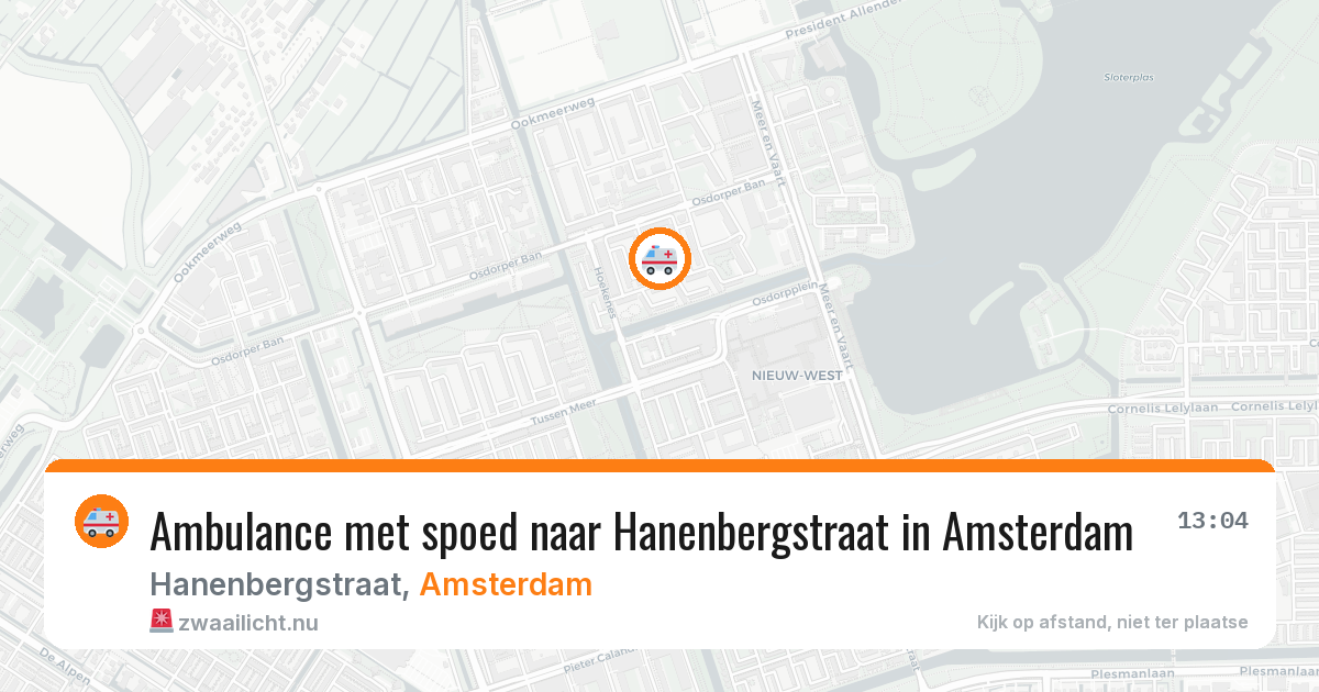 Ambulance met spoed naar Hanenbergstraat in Amsterdam — 8 jun 2026